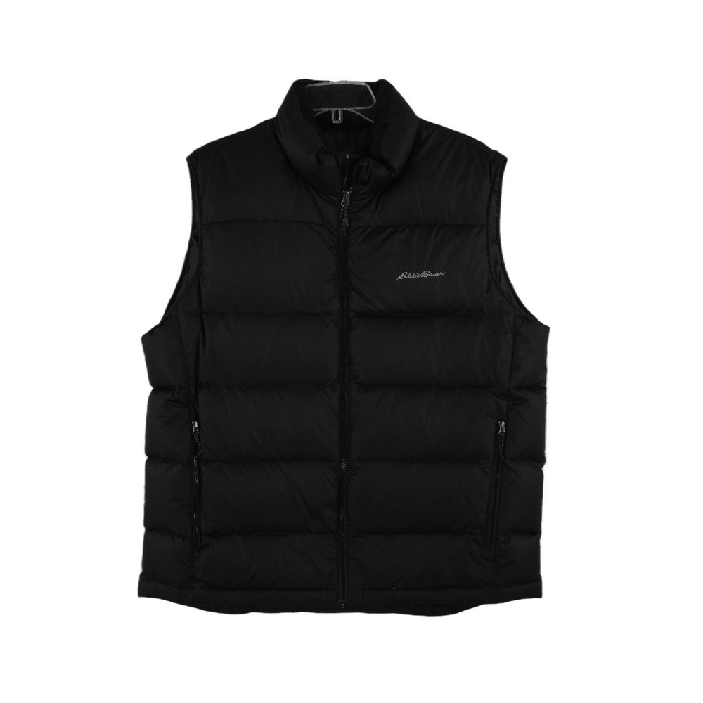 Eddie Bauer Down Puffer Vest Men's Size Large‎ Black EB650 Quilted Full Zip